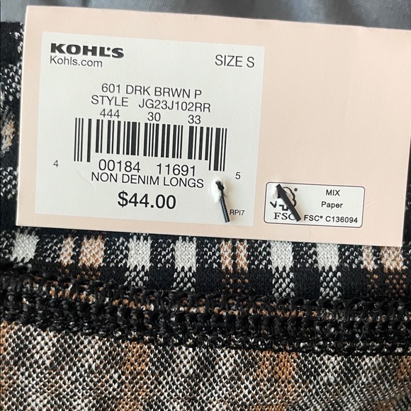 SO Woman’s Plaid Legging Pants High-Rise Skinny. Brown, Black White, Stretchy - Picture 6 of 8